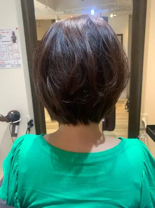 ショート カラー パーマ ヘアアレンジ キッズ 白髪世代特化 🌿飯塚京橋のヘアスタイル