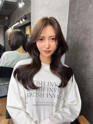 ロング パーマ ヘアアレンジ メンズ キッズ ネイル マツエク・マツパ アイブロウ レイヤー／顔周り 韓国ヘア森田和貴のヘアスタイル