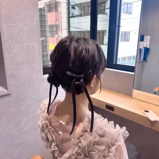 ミディアム ヘアアレンジ ハイトーン/ブリーチ 栄/Sayakaのヘアスタイル