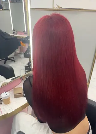 ロング ブリーチなしピンク 縮毛艶髪矯正/吉村のヘアスタイル