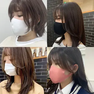 ミディアム カラー パーマ ヘアアレンジ メンズ キッズ ネイル マツエク・マツパ レイヤーカット 🌿透け感カラーのヘアスタイル