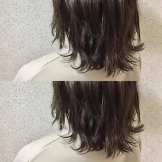 ミディアム カラー 小栗 麻衣のヘアスタイル