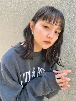 ミディアム カラー 似合わせカラーパーマ 🌿kitin米川のヘアスタイル