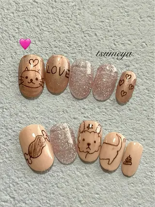 ネイル tsumeya ゆるかわ手描きネイルのネイルデザイン