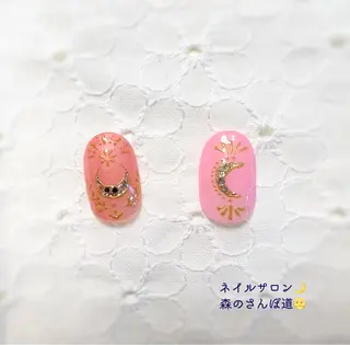 ネイル ショートネイル 森のさんぽ道のネイルデザイン