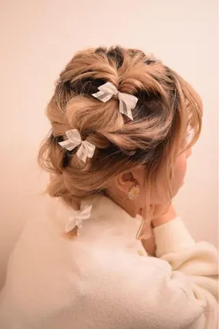 ミディアム ヘアアレンジ 🎀透明感ナチュラル ガーリー🎀yuhiのヘアスタイル