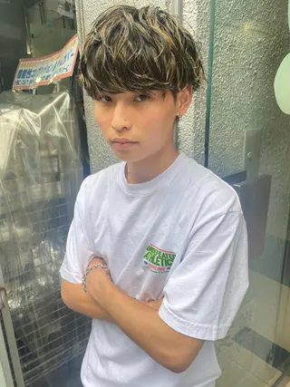 ショート カラー パーマ メンズ 💈メンズ短髪特化 ✂︎伊藤大輝💈のヘアスタイル