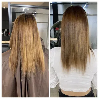 ロング け んブリーチ縮毛矯正のヘアスタイル