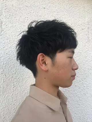 ショート カラー パーマ メンズ ニュアンスパーマ/ レイヤー/茶屋町のヘアスタイル