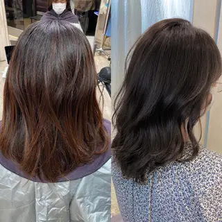 ミディアム カラー 顔まわりカット🌟 くびれヘア/寺門遥輝のヘアスタイル