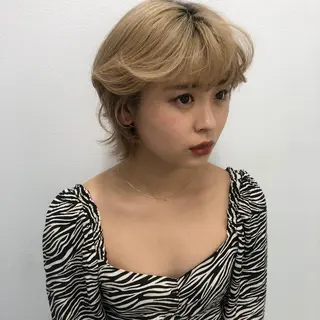 ショート カラー ヘアアレンジ 韓国ヘア┊︎レイヤー ┊︎haruka🌙のヘアスタイル