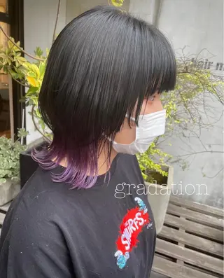 ミディアム カラー パーマ ヘアアレンジ maho🤍透明感 カラー/顔周りcutのヘアスタイル