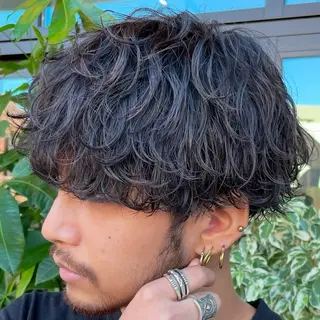 ミディアム パーマ ヘアアレンジ メンズ fifth 石川 凪のヘアスタイル