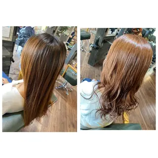 セミロング カラー ハイライト/インナー /ブリーチ/レイヤーのヘアスタイル