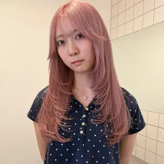 ロング 舟橋耀/ブリーチカラ ー/レイヤーカットのヘアスタイル
