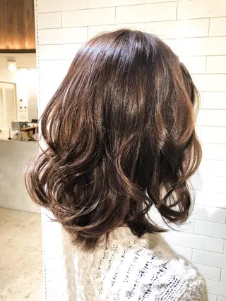 ミディアム カラー パーマ ヘアアレンジ レイヤー×ヘッドスパ *保田遥*のヘアスタイル