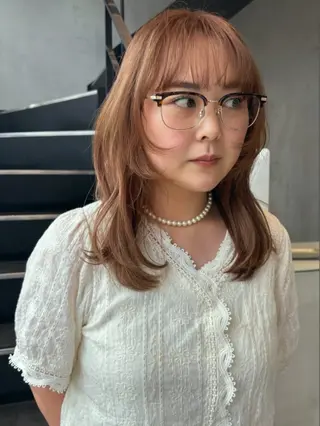 セミロング カラー パーマ 松崎 めいのヘアスタイル