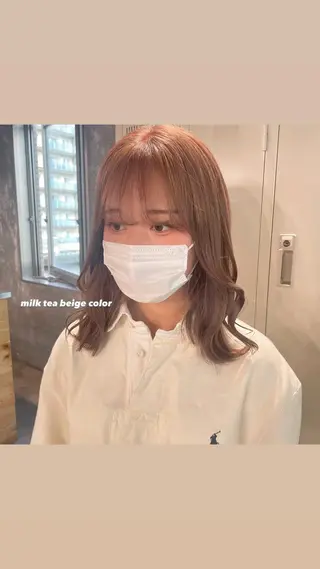 セミロング カラー パーマ ヘアアレンジ メンズ キッズ ネイル マツエク・マツパ アイブロウ 透明感カラー・レイヤ ー🎀amika🎀のヘアスタイル