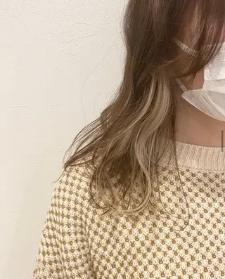 ミディアム カラー 酸性ストレート/ブリ ーチなしWカラー河本のヘアスタイル