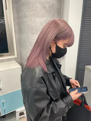 セミロング ♡似合わせハイトーン ♡maiのヘアスタイル