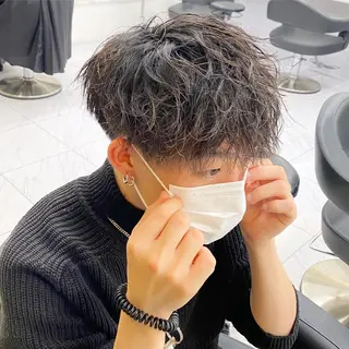 セミロング パーマ ヘアアレンジ メンズ メンズ特化 水口湧太のヘアスタイル