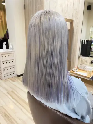 セミロング カラー 🌈派手髪ハイトーン 🌈鈴木亮太🌈のヘアスタイル