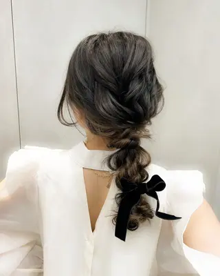 セミロング 卒業式ヘアセット🎀 ヘアアレンジのヘアスタイル