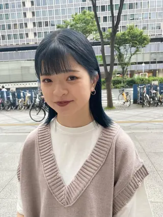 セミロング デザインカラー/ボブ ブリーチカラー/ユリのヘアスタイル