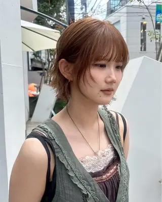 ショート カラー オリーブ/縮毛♡ Natsuno🩰のヘアスタイル