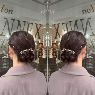 ミディアム ヘアアレンジ 💎ハイトーン/艶 カラー モエカ💎のヘアスタイル