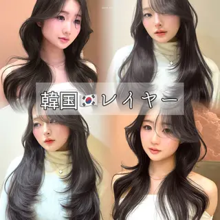 ロング 縮毛矯正/レイヤー 韓国/顔まわり/夢音のヘアスタイル