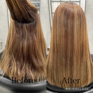 ロング ブリーチ縮毛矯正 ハイライト/Yutoのヘアスタイル
