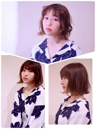 ミディアム カラー パーマ アザマ　ヤスカツ _rosso 川口のヘアスタイル