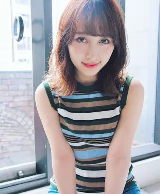 ミディアム カラー パーマ ヘアアレンジ エクステ（レミー毛） NINEのヘアスタイル