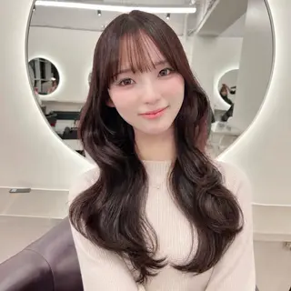 セミロング 韓国ヘア/透明感 カラー🤍yukaのヘアスタイル