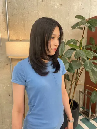 セミロング RIN🎀レイヤー/ ボブ/オリーブカラーのヘアスタイル