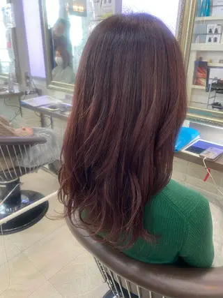 セミロング カラー パーマ ヘアアレンジ kame|レイヤー / 似合わせ顔周りのヘアスタイル