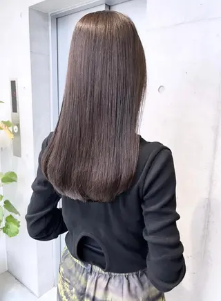 ロング カラー ヘアアレンジ 透明感/オリーブ/ グレージュ/YUKAのヘアスタイル