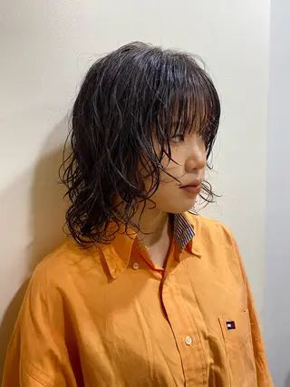 ミディアム パーマ レイヤーボブ/ 艶カラー/サナ🌼のヘアスタイル