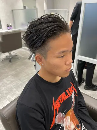 ショート カラー パーマ メンズ 関西センターパート メンズモデル募集のヘアスタイル