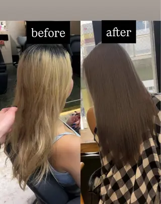 セミロング 💖艶ハイトーン髪質 改善💖ケンシンのヘアスタイル