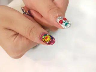 ネイル はばすみれ🎀ﾈｲﾙ 光ﾌｪｲｼｬﾙ ﾍｱのネイルデザイン