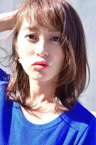 ミディアム セミロング カラー 花井 啓好のヘアスタイル