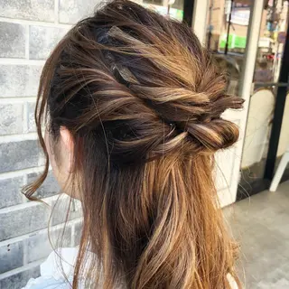 ロング カラー パーマ ヘアアレンジ 【白髪ぼかし 専門GBG】自由が丘のヘアスタイル