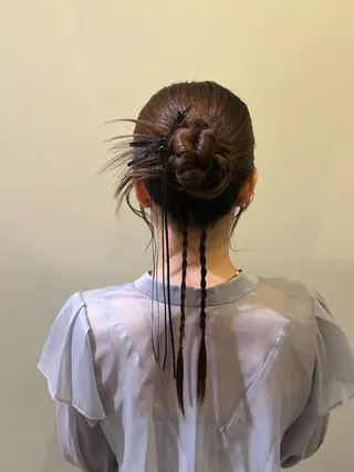 ロング ヘアアレンジ ボウ🪞ヘアセット /メイク/マツパのマツエク・マツパデザイン