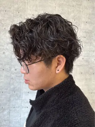 ショート パーマ メンズ メンズハイライト × perm Runoのヘアスタイル