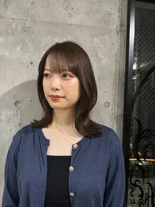 セミロング 🔥コテ巻き風 ボブパーマ🔥のヘアスタイル