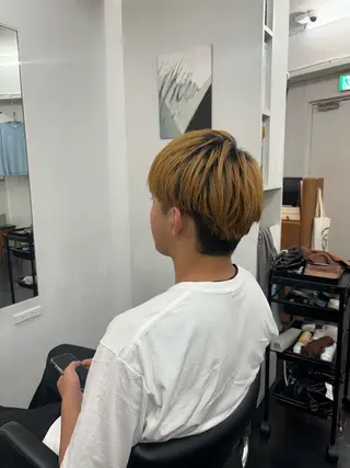 ミディアム メンズ 【ヤマザキアヤメ】 艶カラー/縮毛矯正のヘアスタイル