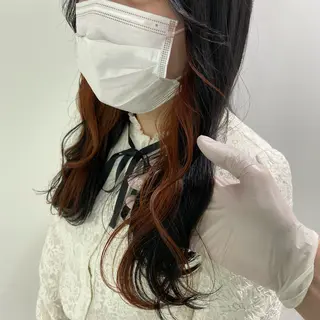 ミディアム カラー パーマ ヘアアレンジ ネイル マツエク・マツパ 韓国風ベージュ🤎 赤みなし🌿横浜🤎のヘアスタイル