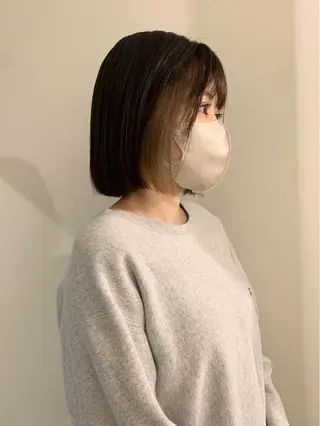 ミディアム カラー 落合希 Olivebeigeのヘアスタイル